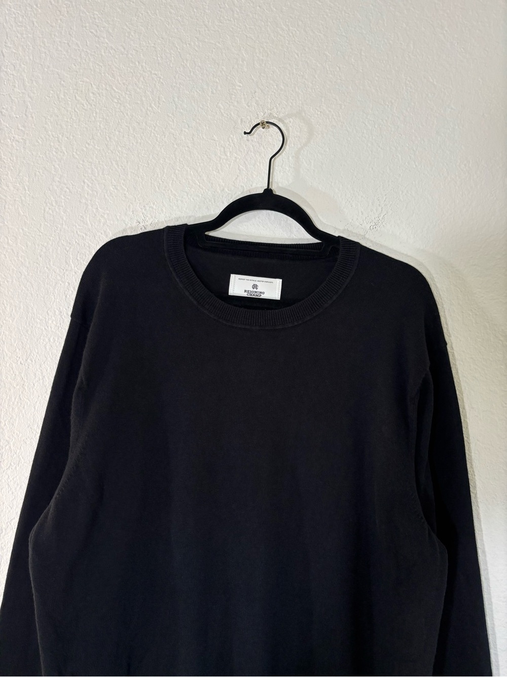 Reigning Champ Cotton Linen Regatta Crewneck Sweater Size XL Black - Picture 4 of 14